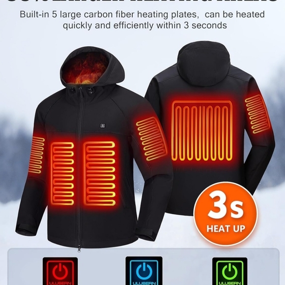 Men's Heated black Jacket Ulusern Size Xl - Picture 3 of 14